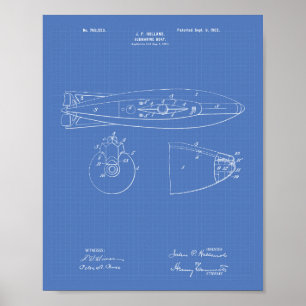 Affiches Bateau sous-marin 1902 Plan directeur des brevets
