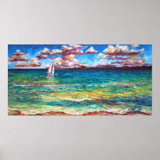 Affiches Bateau Sur La Mer Jamaïcaine