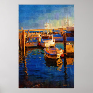 Affiches Bateaux, Coucher de soleil, Morro Bay, Calif
