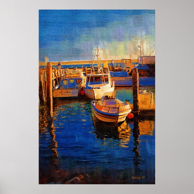Affiches Bateaux, Coucher de soleil, Morro Bay, Calif (Devant)