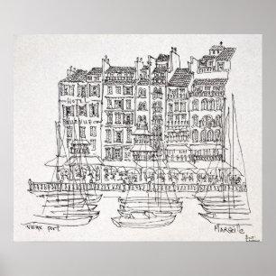 Affiches Bateaux Vieux-Port Marseille, France