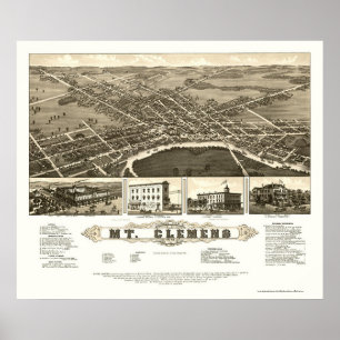 Affiches Bâti Clemens, carte panoramique de MI - 1882