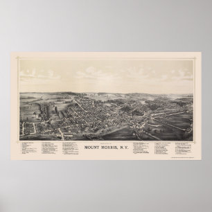 Affiches Bâti Morris, carte panoramique de NY - 1893