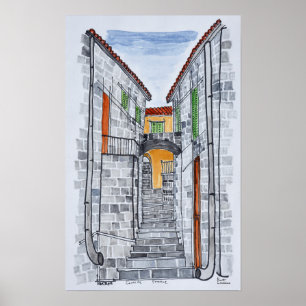 Affiches Bâtiments en granit, Sartene   Corse, France