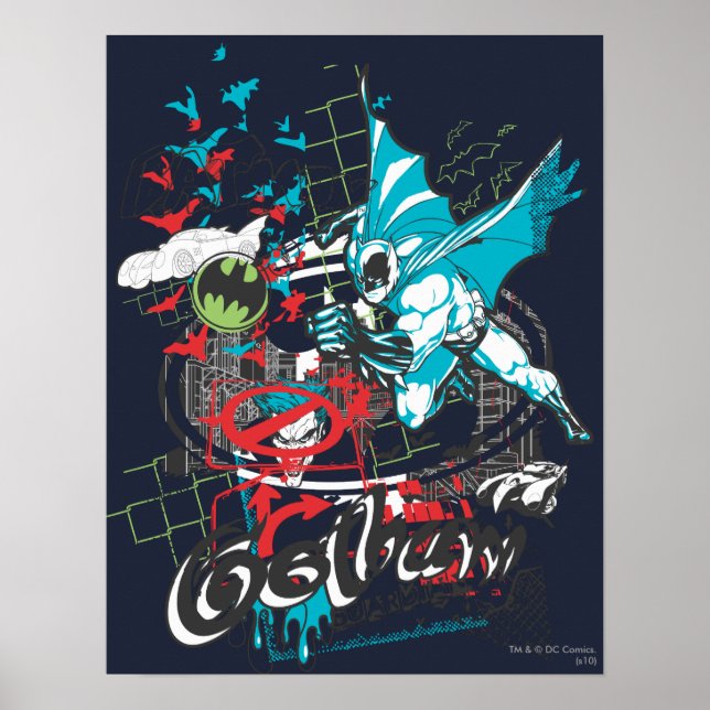 Affiches Batman Gotham Guardian Lineart Collage (Devant)