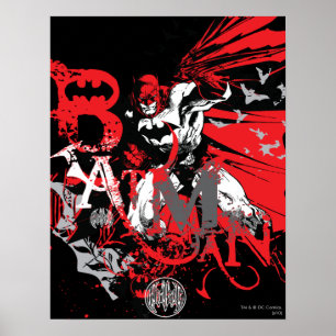 Affiches Batman Red and Black Collage