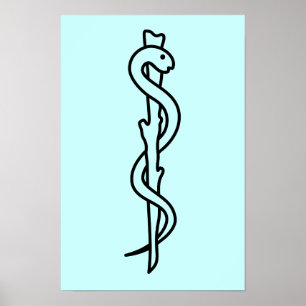 Affiches Bâton d'Asclépios [symbole médical]