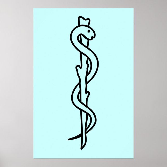 Affiches Bâton d'Asclépios [symbole médical] (Devant)