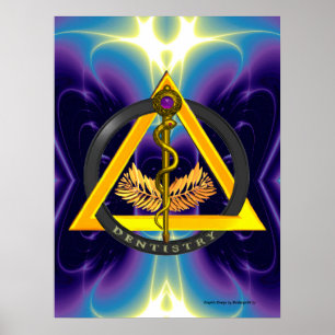 AFFICHES BÂTON D'ASCLEPIUS DENTISTE DENTISTERIE SYMBOLE