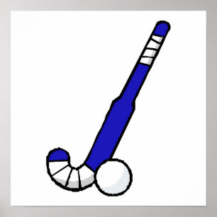 Affiches Bâton de hockey bleu de champ