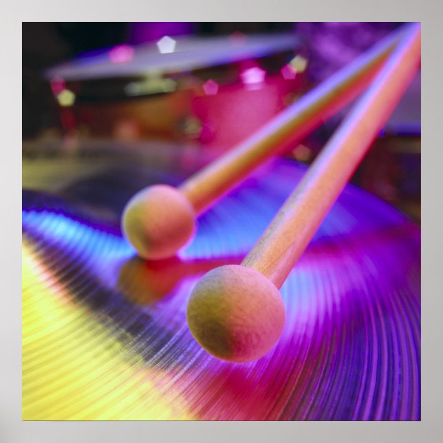 Affiches Bâtons à tambour à cymbales et à bout rond (Devant)