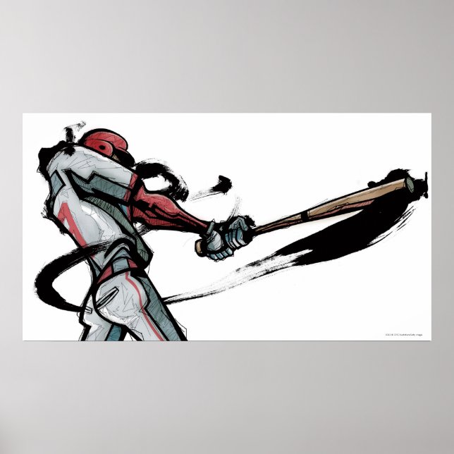 Affiches Batte balançoire du joueur de baseball, vue latéra (Devant)