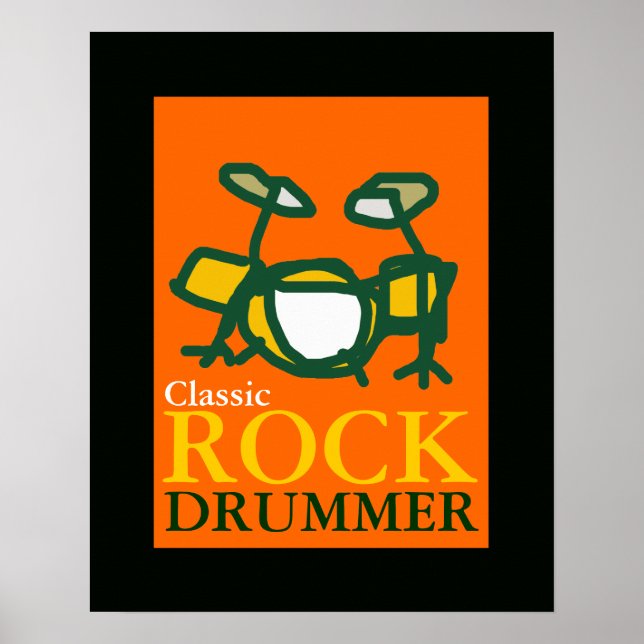 Affiches batteur de rock classique (Devant)