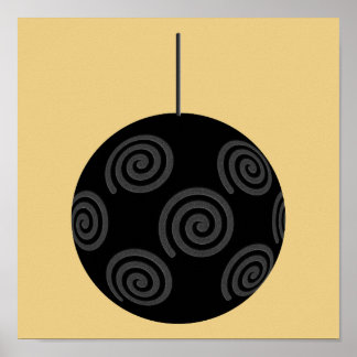Affiches Bauble de Noël noir et gris sur or.
