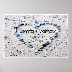 Affiches Beach Heart Mariage Keepsaké ou livre d'hôtes