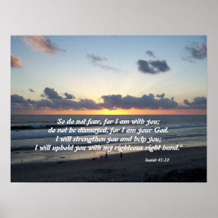 Affiches Beach Sunset Isaiah 41:10 Imprimer