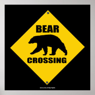 Affiches Bear noire traversant la route XING