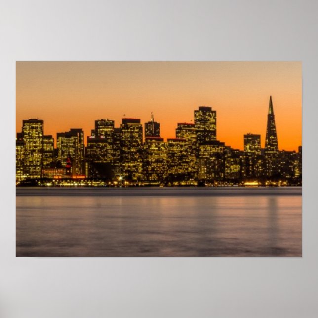 Affiches Beau coucher de soleil à San Francisco (Devant)