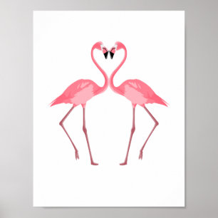 Affiches Beau Flamants roses roses amour