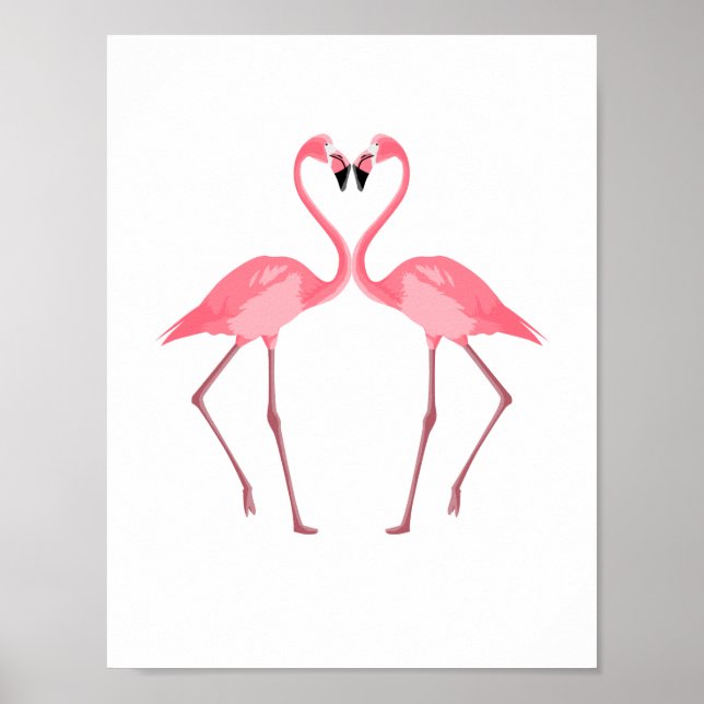 Affiches Beau Flamants roses roses amour (Devant)