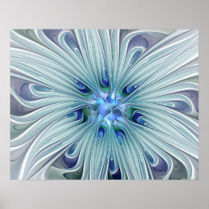 Affiches Beauté Florale Abstrait Moderne Fleur Bleue Pastel
