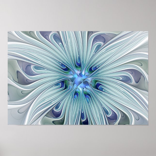 Affiches Beauté florale Abstraite moderne Blue Pastel Flowe (Devant)