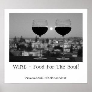 Affiches Beautiful Black & White Color Wine Poster!