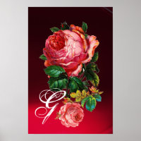 BEAUX ROSES ROUGES MONOGRAMME