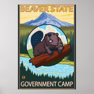Affiches Beaver & Mt Hood - Camp du gouvernement, Oregon