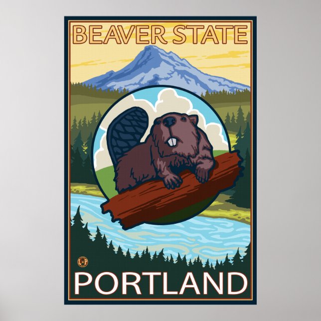 Affiches Beaver & Mt. Hood - Portland, Oregon (Devant)