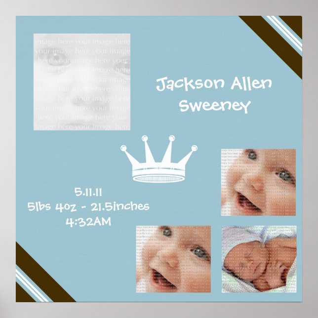 Affiches Bébé Bleu King Collage de mur encadré Art (Devant)