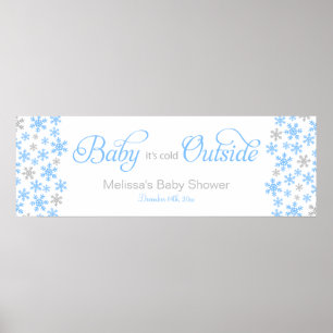 Affiches Bébé C'est froid dehors Bannière Baby shower bleu