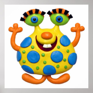 Affiches Bébé garçon Shower Nursery Monstre Jaune Tacheté
