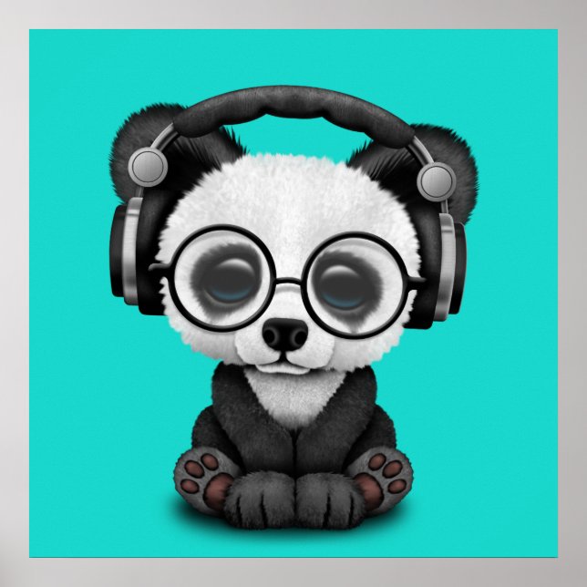 Affiches Bébé mignon Panda portant un casque (Devant)