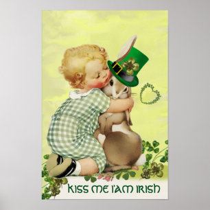 Affiches BÉBÉ MIGNON SERRE UN LAPIN Jour de la Saint-Patric