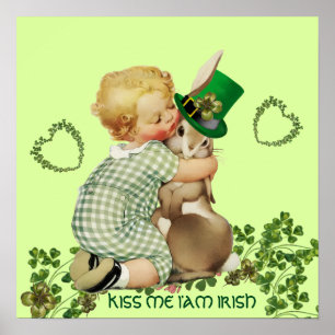 Affiches BÉBÉ MIGNON SERRE UN LAPIN Jour de la Saint-Patric