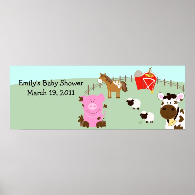 Affiches Bébés de ferme Barnyard Barn Yard Bannière d'anniv (Devant)