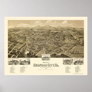 Affiches Bedford City, VA Carte panoramique - 1891