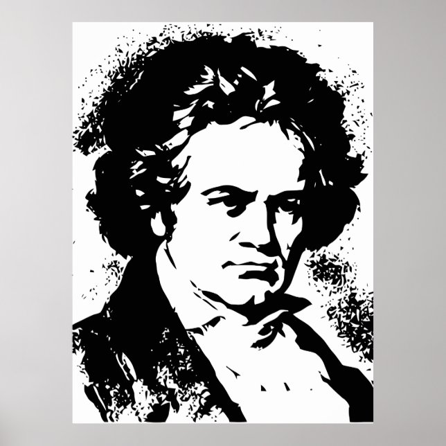 Affiches Beethoven Art vectoriel noir et blanc (Devant)
