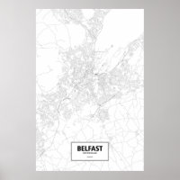 Belfast, Irlande du Nord (noir sur blanc)