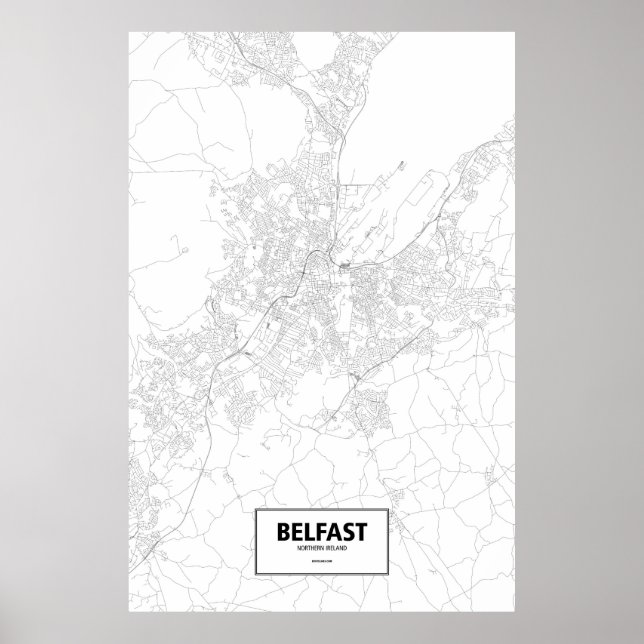 Affiches Belfast, Irlande du Nord (noir sur blanc) (Devant)
