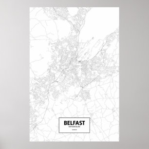 Affiches Belfast, Irlande du Nord (noir sur le blanc)
