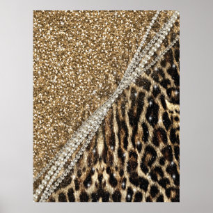 Affiches Belle Chic Girly Leopard Animal Faux Fur Imprimer