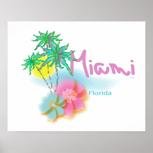 Affiches Belle Miami, Floride, Palms (Devant)