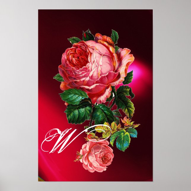 AFFICHES BELLES ROSES PINK MONOGRAMME (Devant)