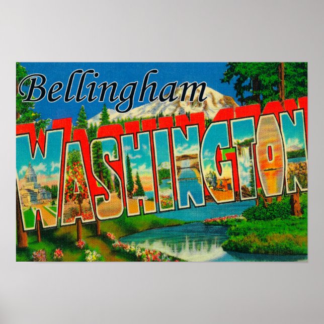 Affiches Bellingham, Washington - Scènes de grandes lettres (Devant)