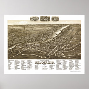 Affiches Beloit, WI Carte panoramique - 1890