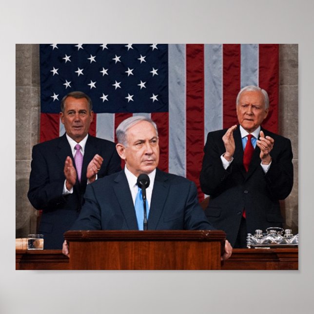 Affiches Benjamin (Bibi) Netanyahu Intervient Avant Le Cong (Devant)