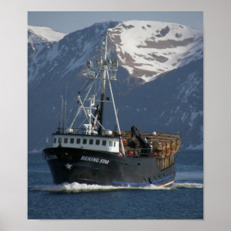 Affiches Bering Star, Bateau de crabe en havre hollandais,