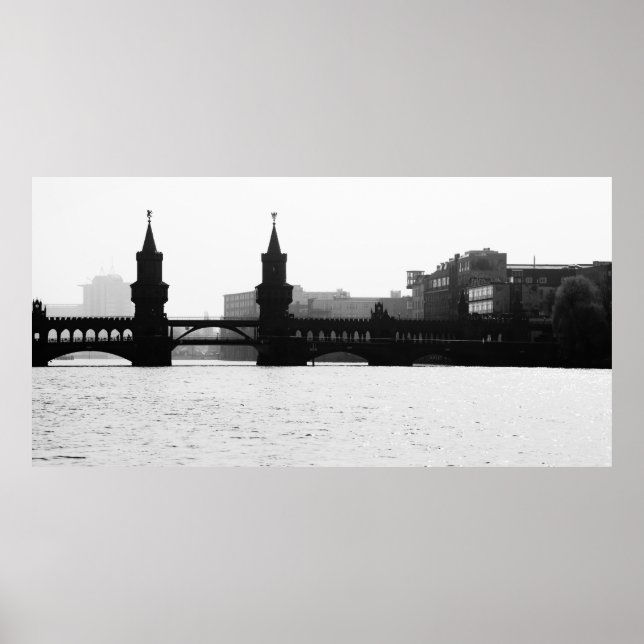 Affiches Berliner Oberbaumbrücke Schwarz Weiß (Devant)